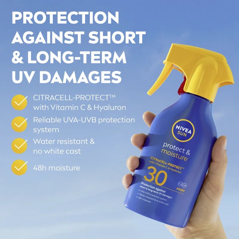 Nivea SUN Protect & Moisture napozó spray hidratáló hatással SPF 30 250 ml