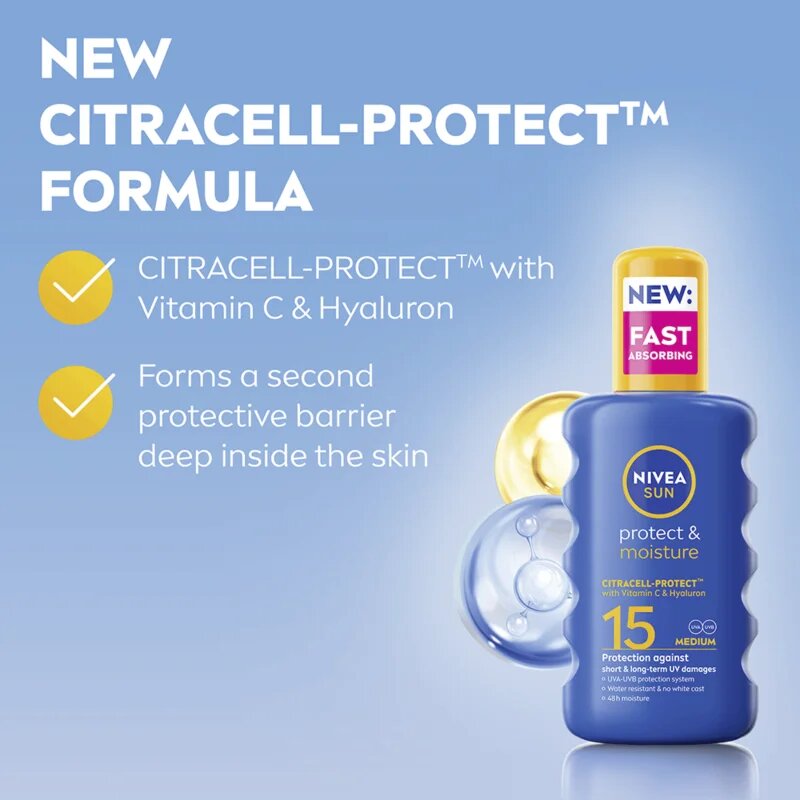 Nivea SUN Protect & Moisture napozó spray SPF 15 200 ml