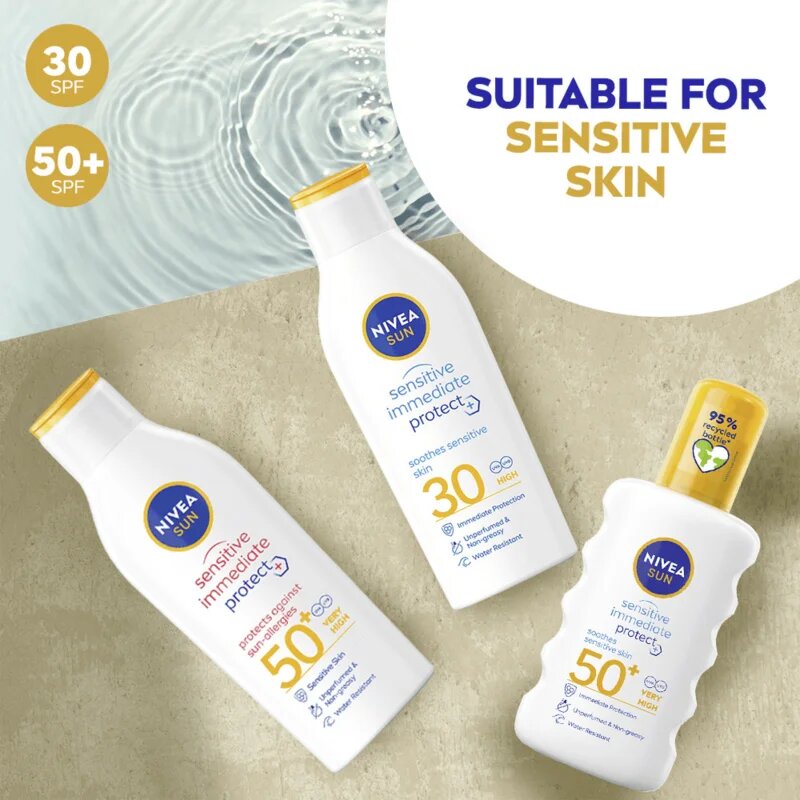 Nivea SUN Sensitive Immediate naptej érzékeny bőrre SPF 50+ 200 ml