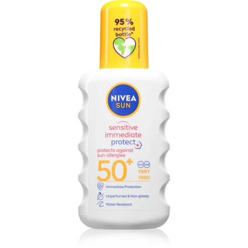 Nivea SUN Sensitive Immediate napvédő spray SPF 50+ 200 ml