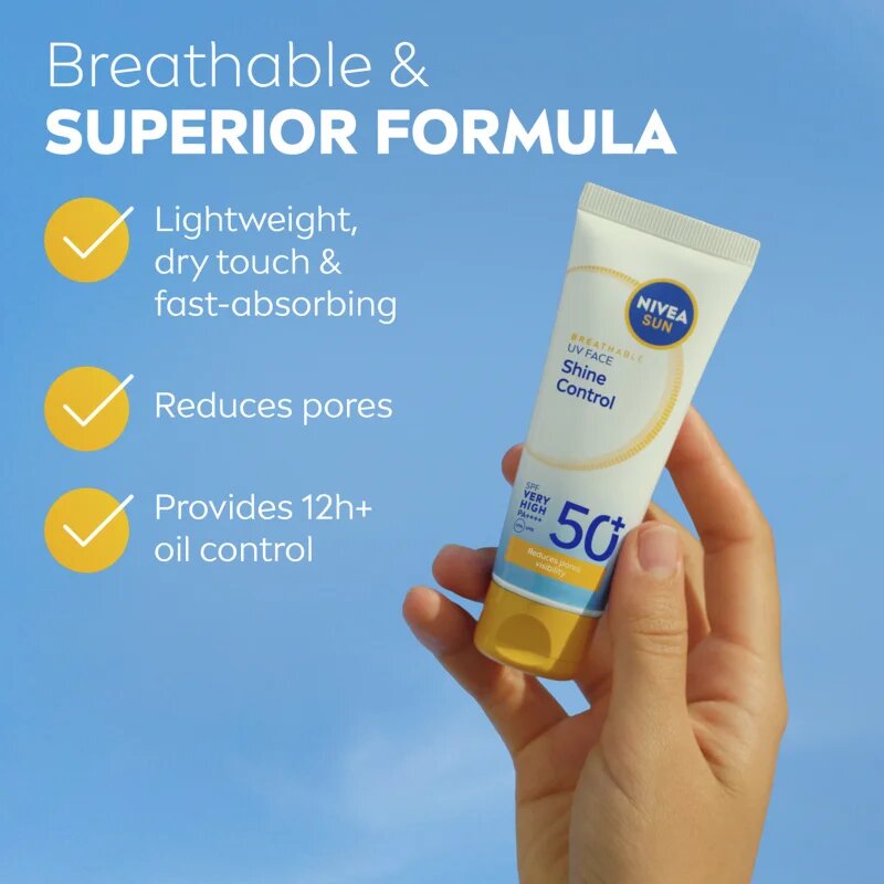 Nivea SUN Shine Control napozó arckrém SPF 50+ SPF 50+ 40 ml