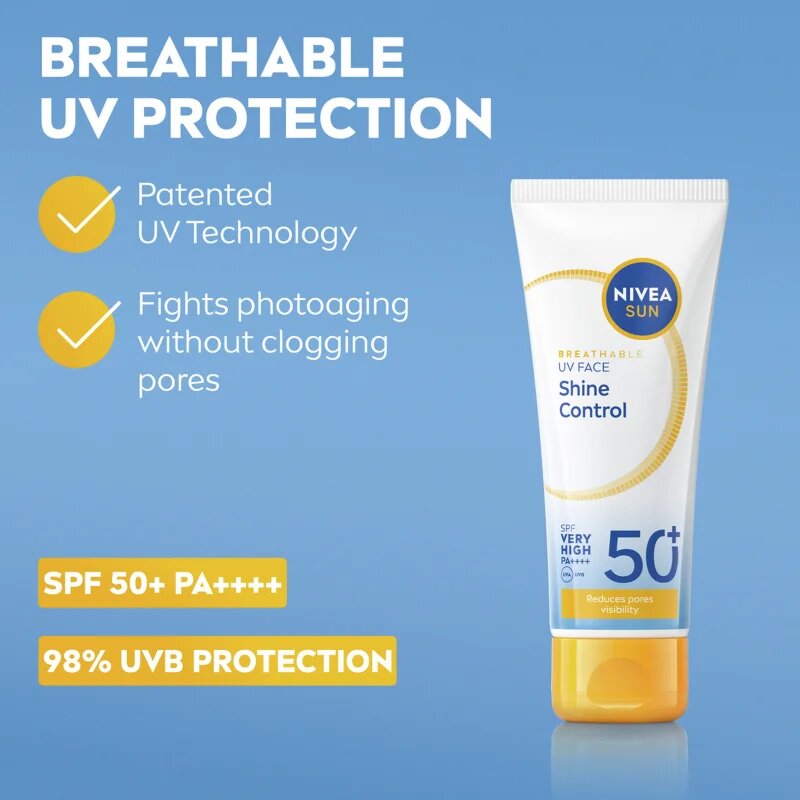 Nivea SUN Shine Control napozó arckrém SPF 50+ SPF 50+ 40 ml