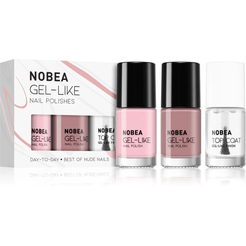 NOBEA Day-to-Day 3-Piece Nail Polish set with Top coat körömlakk szett Best of Nude Nails