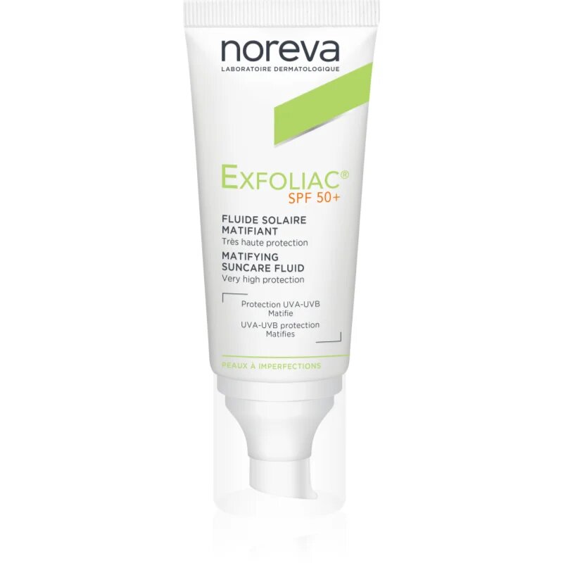 Noreva Exfoliac Mattifying Suncare Fluid SPF 50+ védő és mattító fluid arcra SPF 50+ 40 ml