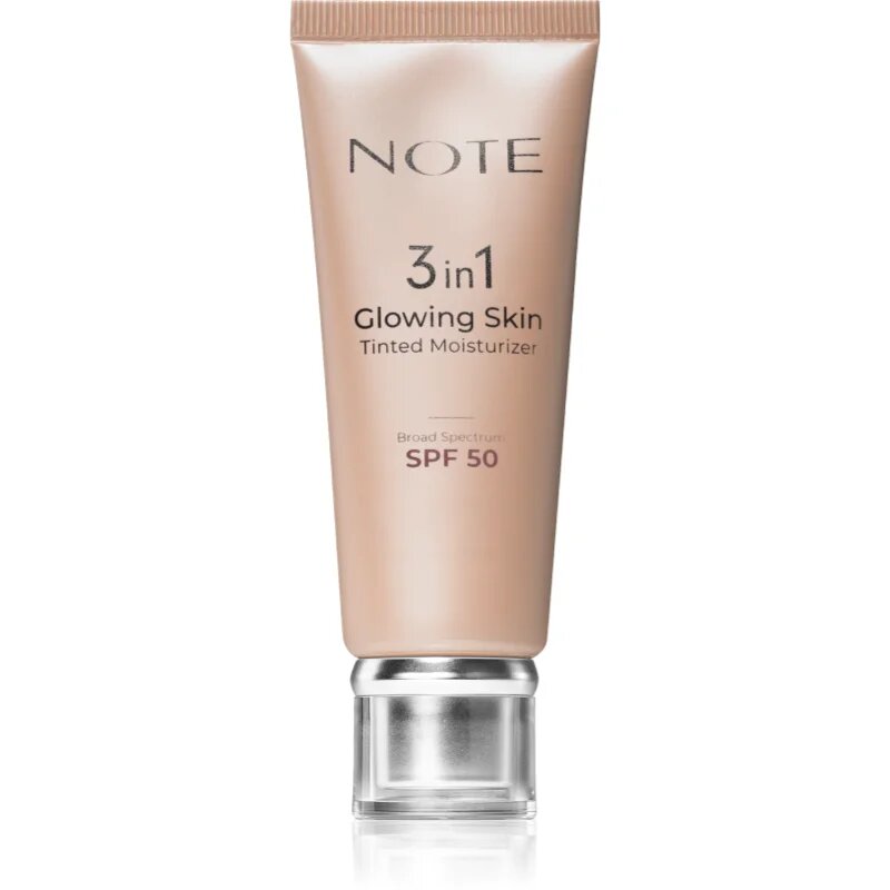 Note Cosmetique 3 in 1 Glowing Skin tónusegyesítő hidratáló krém az élénk bőrért SPF 50 30 ml