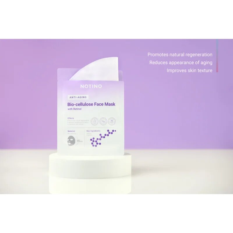 Notino Anti-Aging Bio-Cellulose Face Mask with Retinol fátyolmaszk szett a ráncok ellen