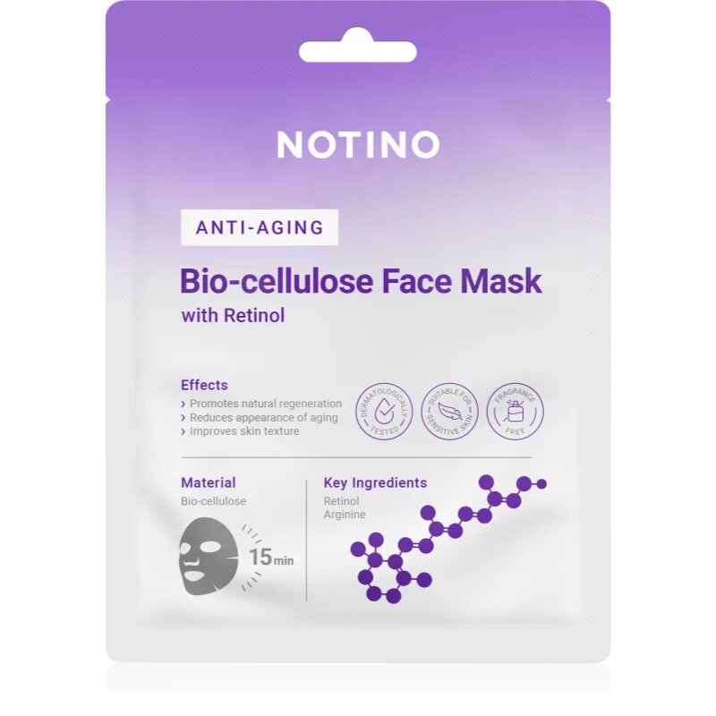 Notino Anti-Aging Bio-Cellulose Face Mask with Retinol szövet arcmaszk a ráncok ellen 25 g