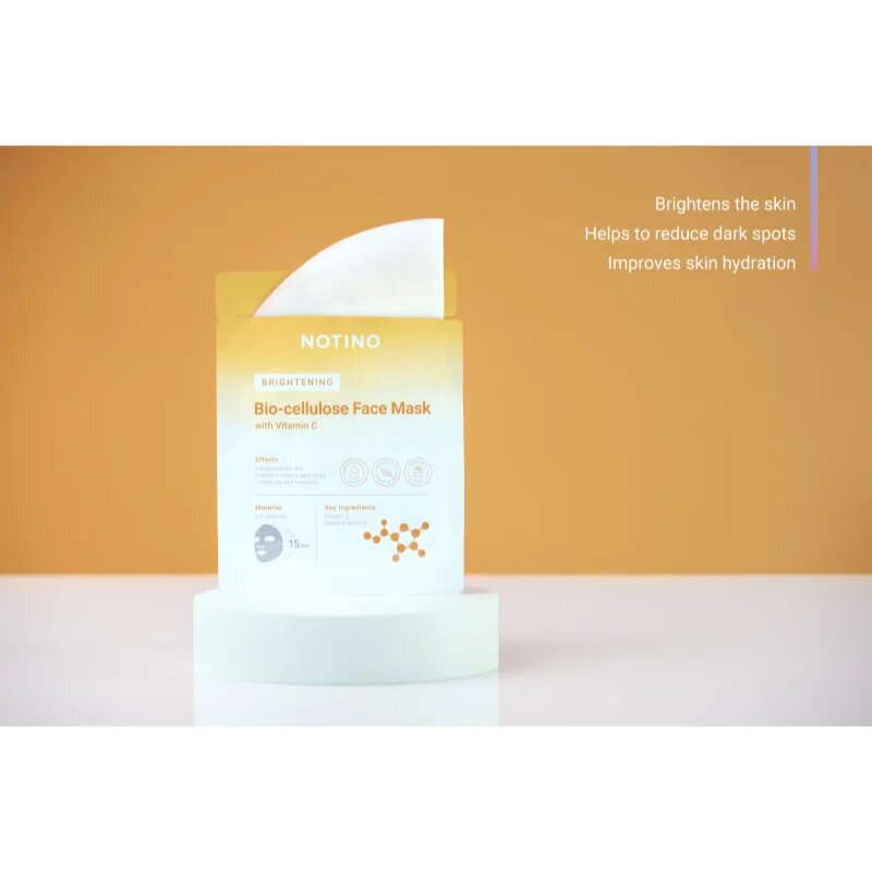 Notino Brightening Bio-Cellulose Face Mask with Vitamin C fátyolmaszk szett az élénk bőrért