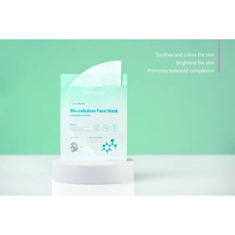 Notino Calming Bio-Cellulose Face Mask with Niacinamide fátyolmaszk szett nyugtató hatással