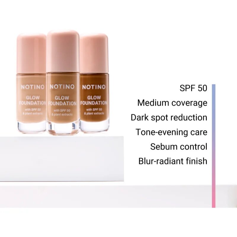Notino Glow Foundation With SPF 50 & Plant Extracts élénkítő make-up SPF 50 01 Medium Deep Neutral 30 ml