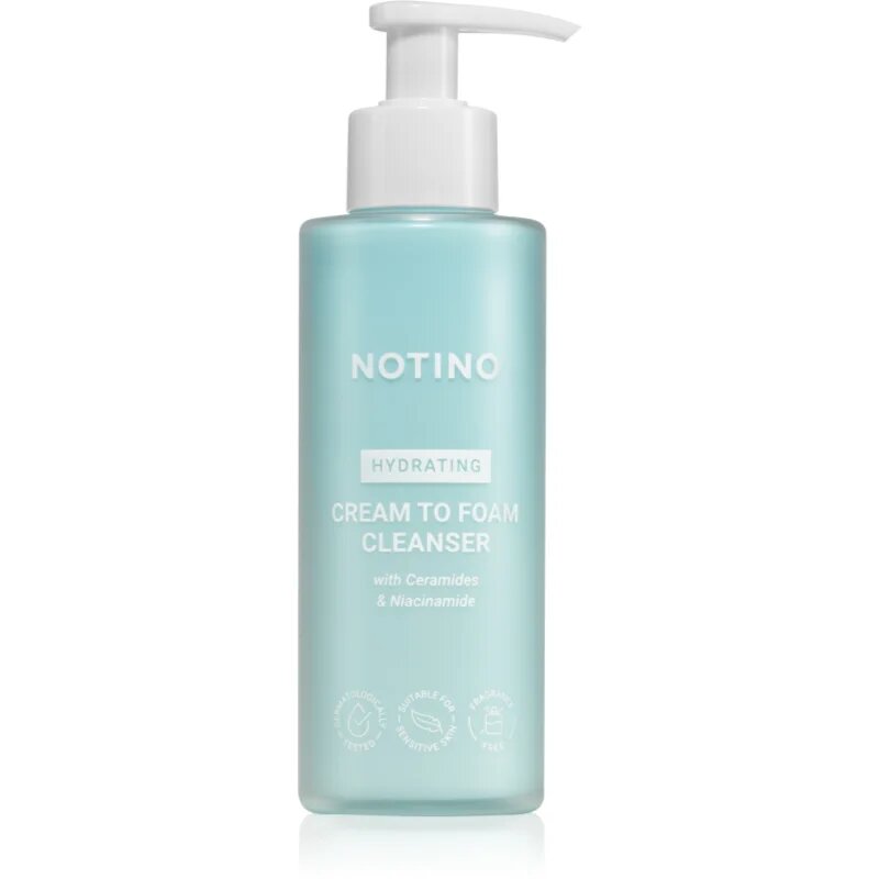 Notino Hydrating Cream to Foam Cleanser with Ceramides & Niacinamide gyengéden tisztító habos krém hidratáló hatással 190 ml
