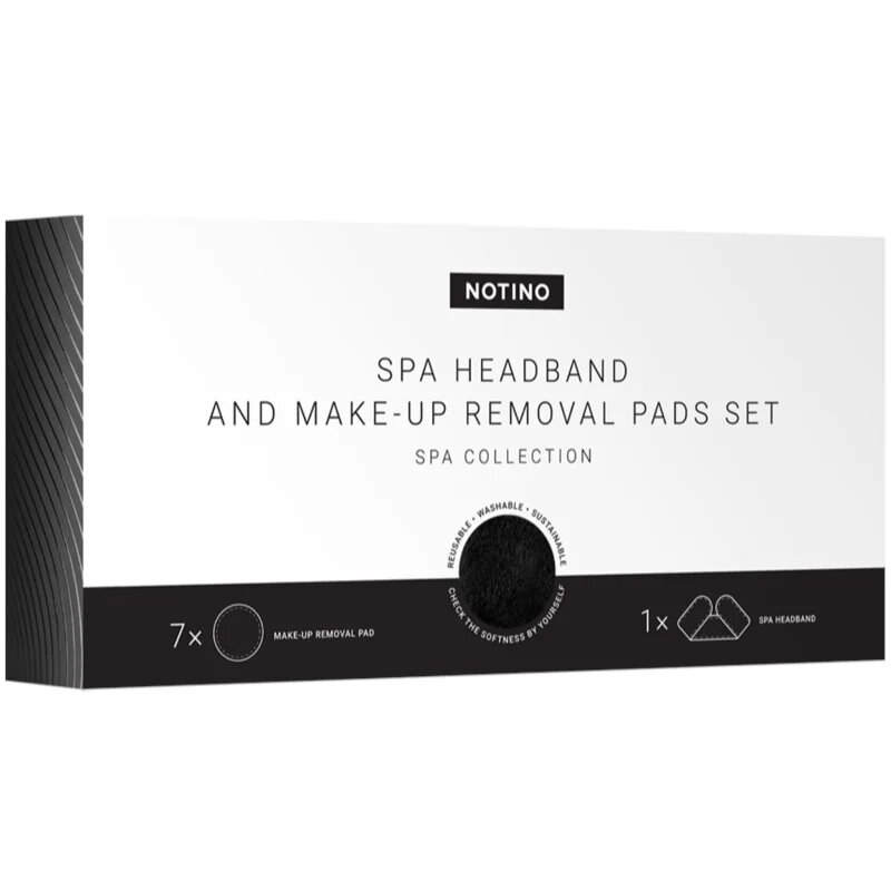 Notino Spa Collection Spa headband and make-up removal pads set sminklemosó szett spa fejpánttal Black 7 db