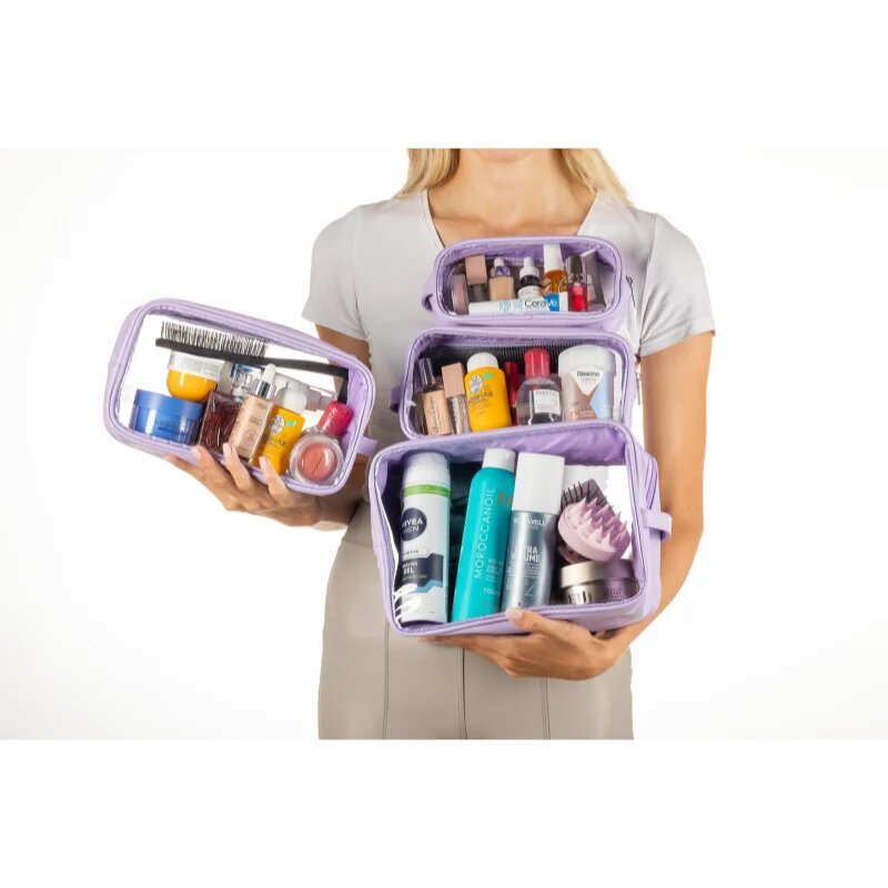 Notino Travel Collection Clear Organizer Set utazó szett kozmetikumokra Purple 4 db