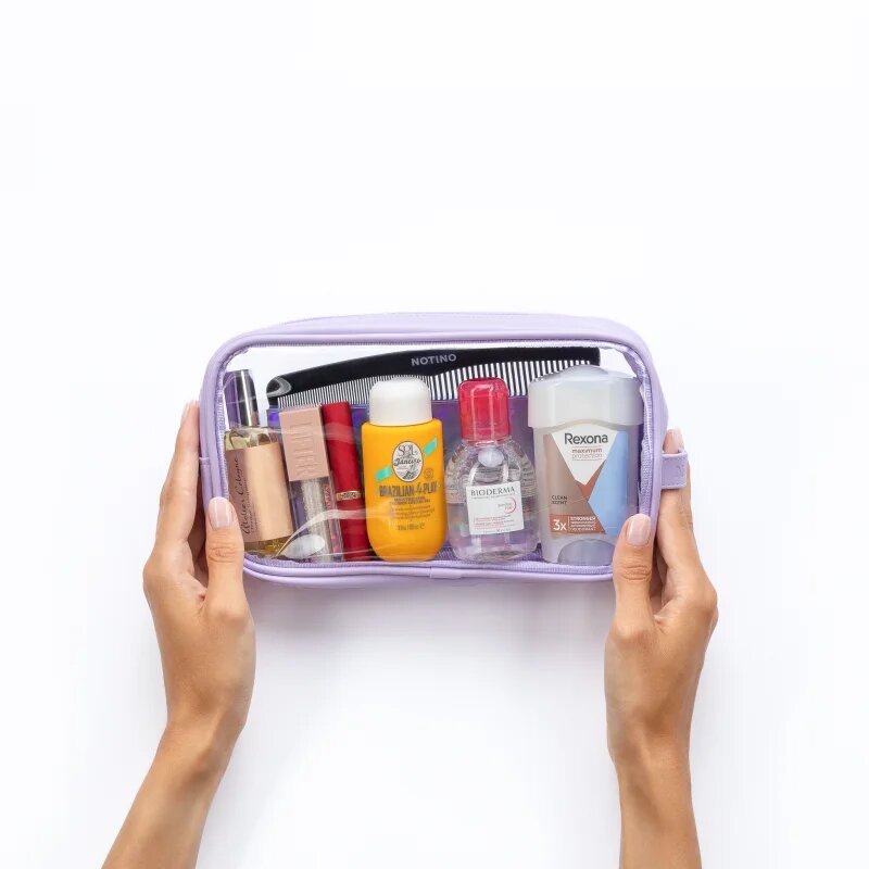 Notino Travel Collection Medium Clear Organizer átlátszó kozmetikai táska M Purple 24x125x5 cm 1 db