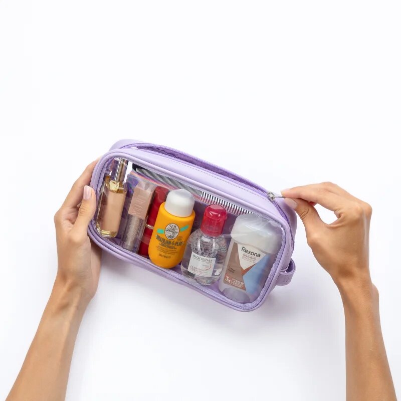 Notino Travel Collection Medium Clear Organizer átlátszó kozmetikai táska M Purple 24x125x5 cm 1 db