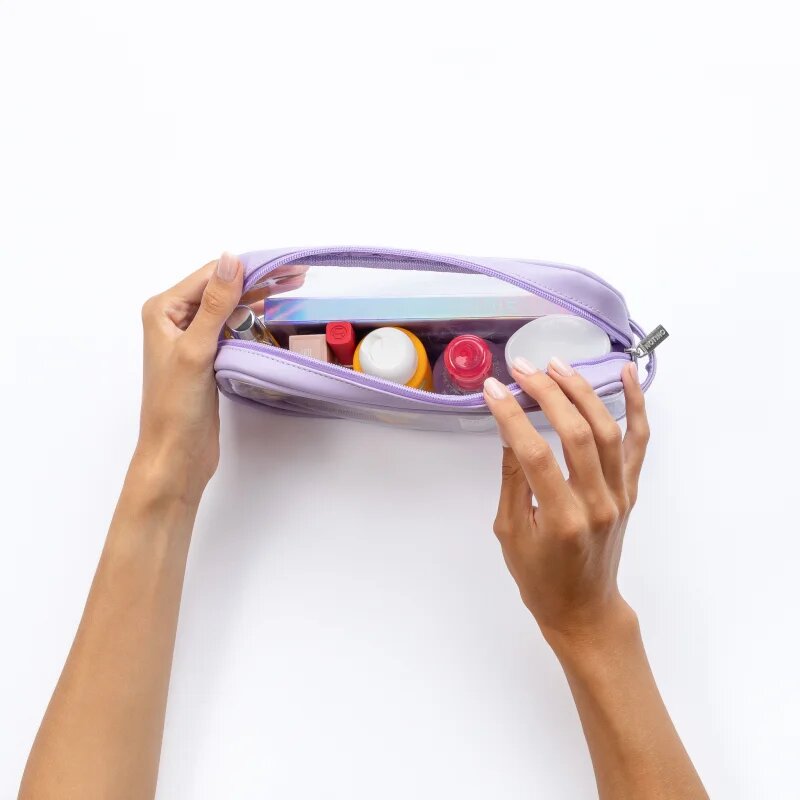 Notino Travel Collection Medium Clear Organizer átlátszó kozmetikai táska M Purple 24x125x5 cm 1 db
