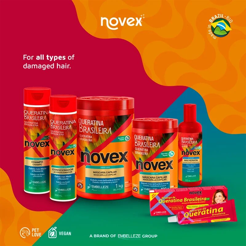 Novex Brazilian Keratin erősítő és revitalizáló kondicionáló 300 ml
