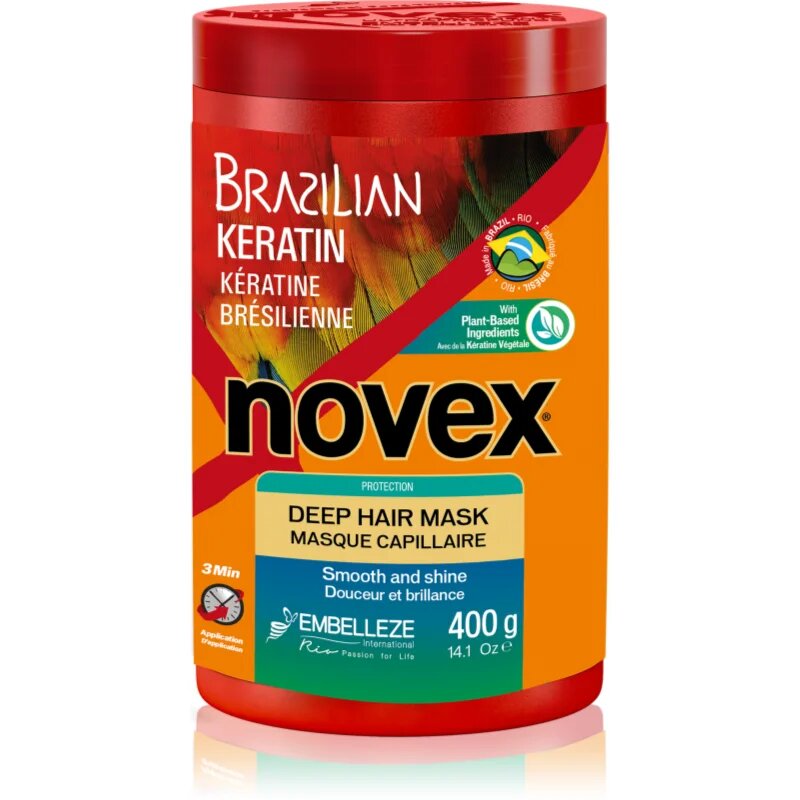Novex Brazilian Keratin helyreállító hajpakolás töredezett károsult hajra 400 g