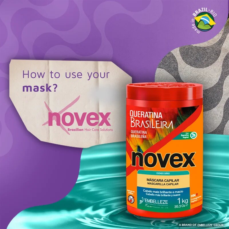 Novex Brazilian Keratin helyreállító hajpakolás töredezett károsult hajra 400 g
