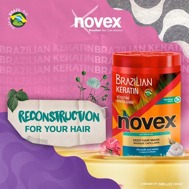 Novex Brazilian Keratin helyreállító hajpakolás töredezett károsult hajra 400 g