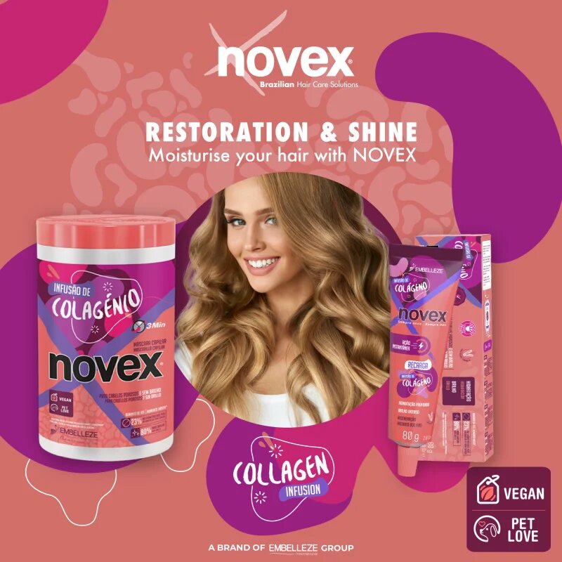 Novex Collagen Infusion erősítő maszk a gyenge sérült hajra és a töredezett hajvégekre 400 g