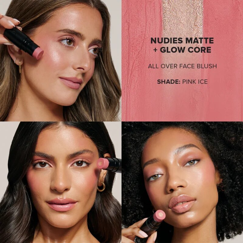 Nudestix Nudies Matte + Glow Core multifunkcionális smink a szemre az ajkakra és az arcra árnyalat Pink Ice 6 g