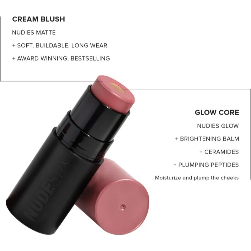 Nudestix Nudies Matte + Glow Core multifunkcionális smink a szemre az ajkakra és az arcra árnyalat Pink Ice 6 g