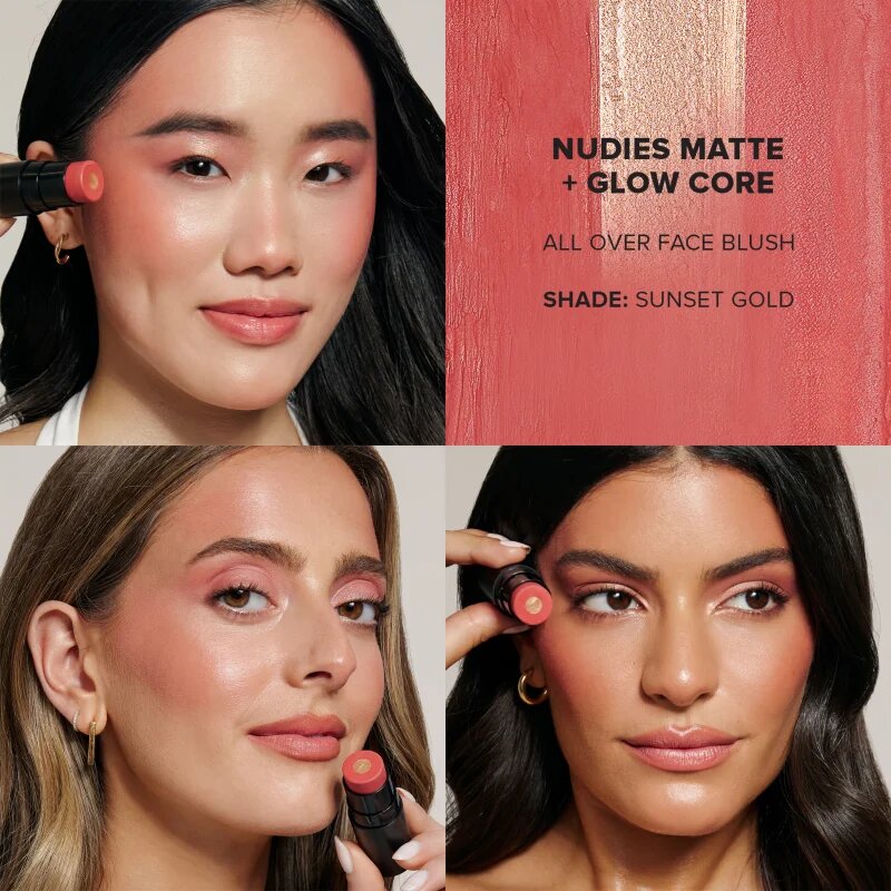 Nudestix Nudies Matte + Glow Core multifunkcionális smink a szemre az ajkakra és az arcra árnyalat Sunset Gold 6 g