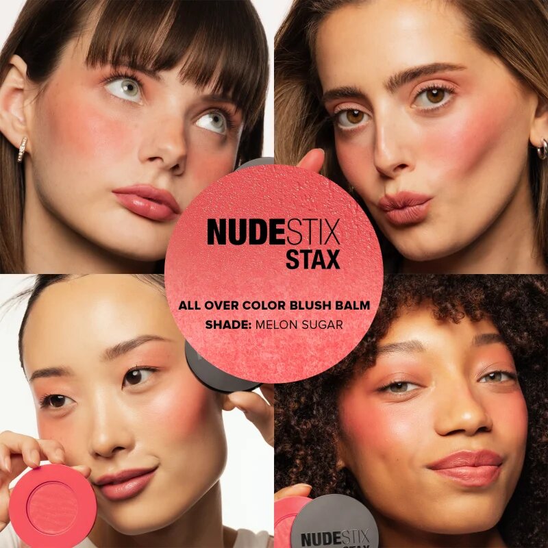 Nudestix Stax All Over Color Blush Balm multifunkcionális smink a szemre az ajkakra és az arcra árnyalat Melon Sugar 2.5 g