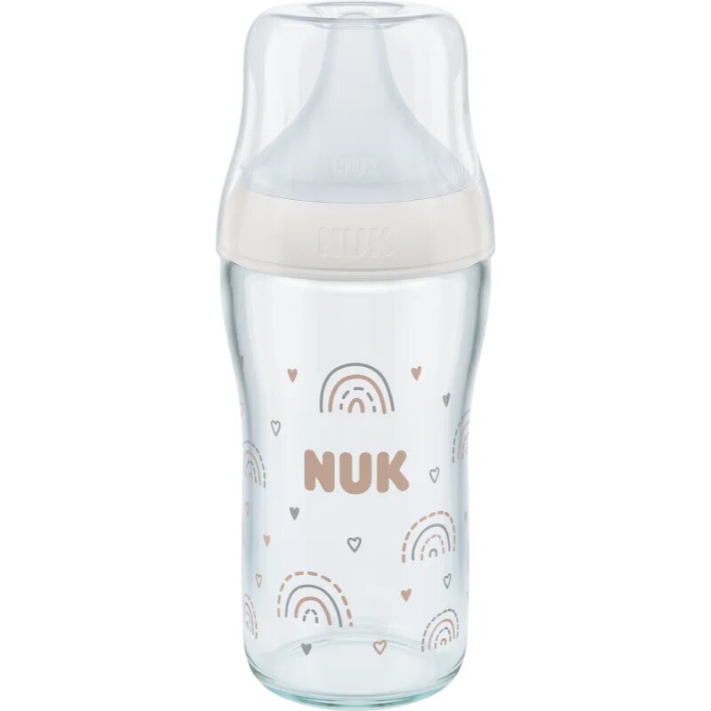 NUK Perfect Match Glass Bottle cumisüveg üvegből hőmérséklet-figyeléssel 3m+ 1 db