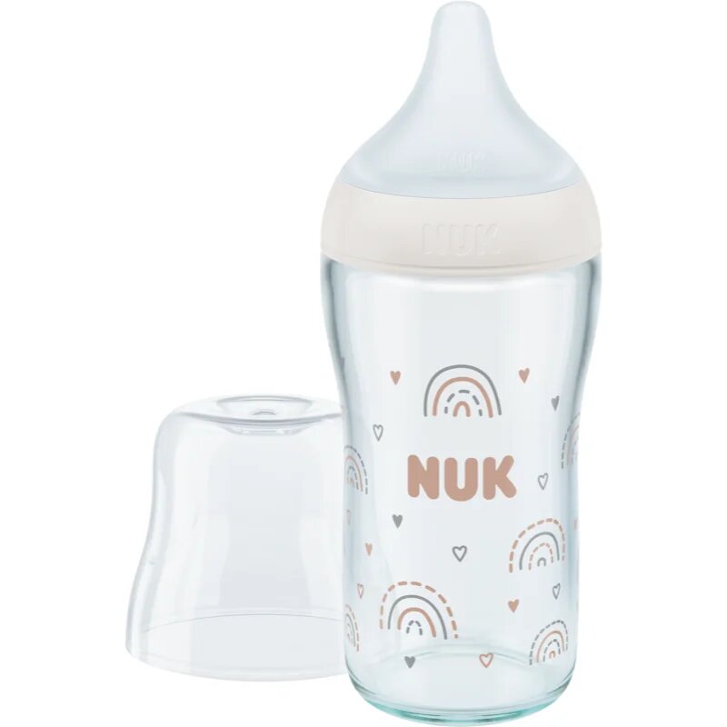 NUK Perfect Match Glass Bottle cumisüveg üvegből hőmérséklet-figyeléssel 3m+ 1 db