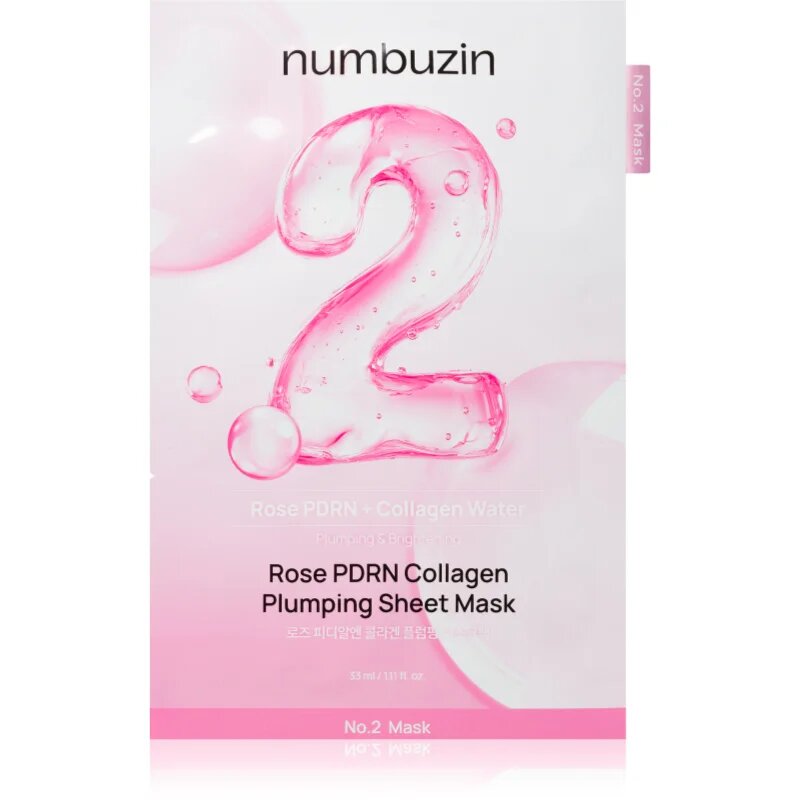 Numbuzin No. 2 Rose PDRN Collagen Plumping Sheet Mask hidratáló gézmaszk az élénk bőrért 5 db