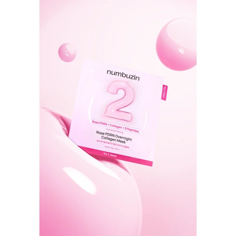 Numbuzin No. 2 Rose PDRN Collagen Plumping Sheet Mask hidratáló gézmaszk az élénk bőrért 5 db