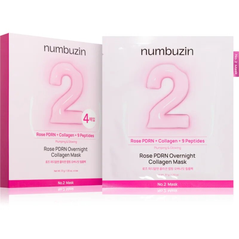 Numbuzin No. 2 Rose PDRN OverNight Collagen Mask mélyen tápláló maszk éjszakára 4 db