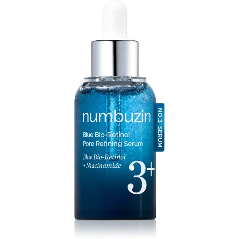 Numbuzin No. 3 Blue Bio-Retinol Pore Refining Serum bőrfeszesítő szérum az arcra a bőr kisimításáért és a pórusok minimalizásáért 30 ml