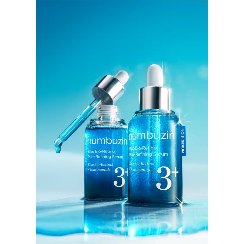 Numbuzin No. 3 Blue Bio-Retinol Pore Refining Serum bőrfeszesítő szérum az arcra a bőr kisimításáért és a pórusok minimalizásáért 30 ml