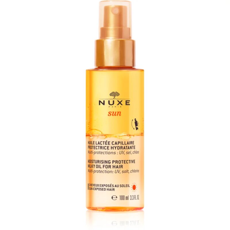 Nuxe Sun Moisturizing Protective Milky Oil For Hair védő olaj nap klór és sós víz által terhelt hajra 100 ml