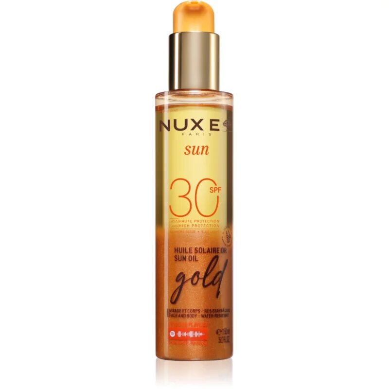 Nuxe Sun Sun Oil Gold SPF 30 napolaj arcra és testre élénkítő hatással SPF 30 150 ml