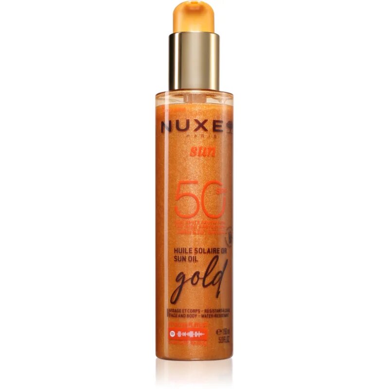 Nuxe Sun Sun Oil Gold SPF 50 napolaj arcra és testre élénkítő hatással 150 ml