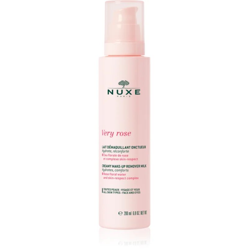 Nuxe Very Rose Creamy Make-up Remover Milk gyengéd sminklemosó tej minden bőrtípusra 200 ml
