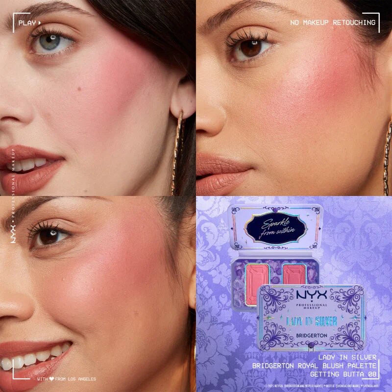 NYX Professional Makeup Bridgerton Royal Blush arcpirosító paletta árnyalat 02 Lady In Silver 2x5 g