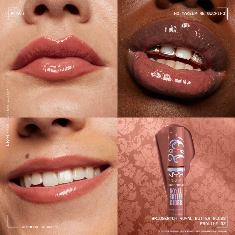 NYX Professional Makeup Bridgerton Royal Butter Gloss ajakfény árnyalat 02 Praline 8 ml