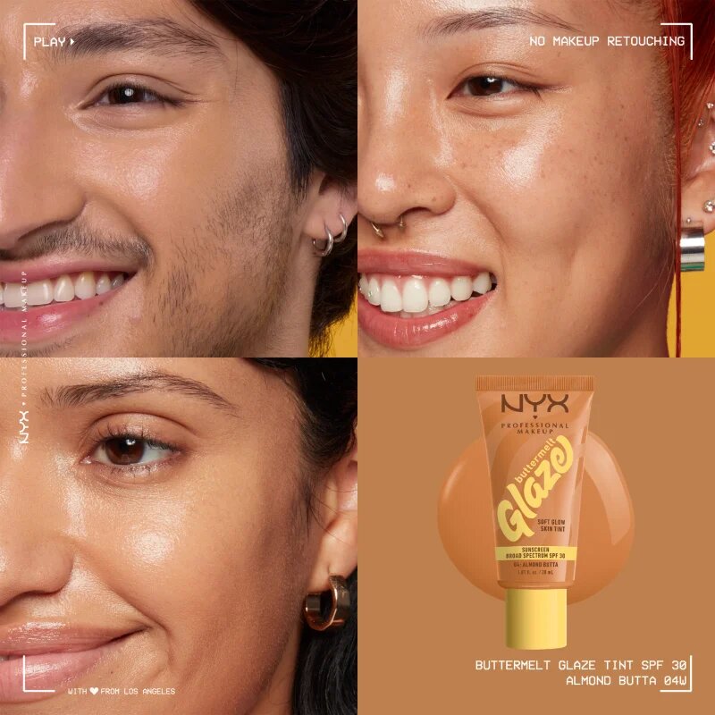 NYX Professional Makeup Buttermelt Glaze világosító tonizáló fluid SPF 30 árnyalat 04 Almond Butta 30 ml