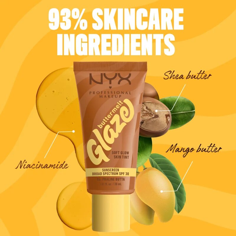 NYX Professional Makeup Buttermelt Glaze világosító tonizáló fluid SPF 30 árnyalat 06 Praline Butta ml