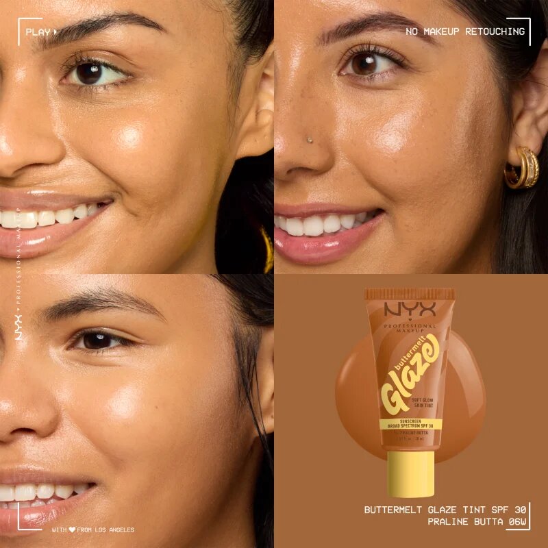 NYX Professional Makeup Buttermelt Glaze világosító tonizáló fluid SPF 30 árnyalat 06 Praline Butta ml