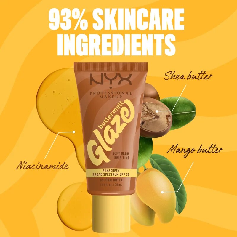 NYX Professional Makeup Buttermelt Glaze világosító tonizáló fluid SPF 30 árnyalat Chai Butta 30 ml
