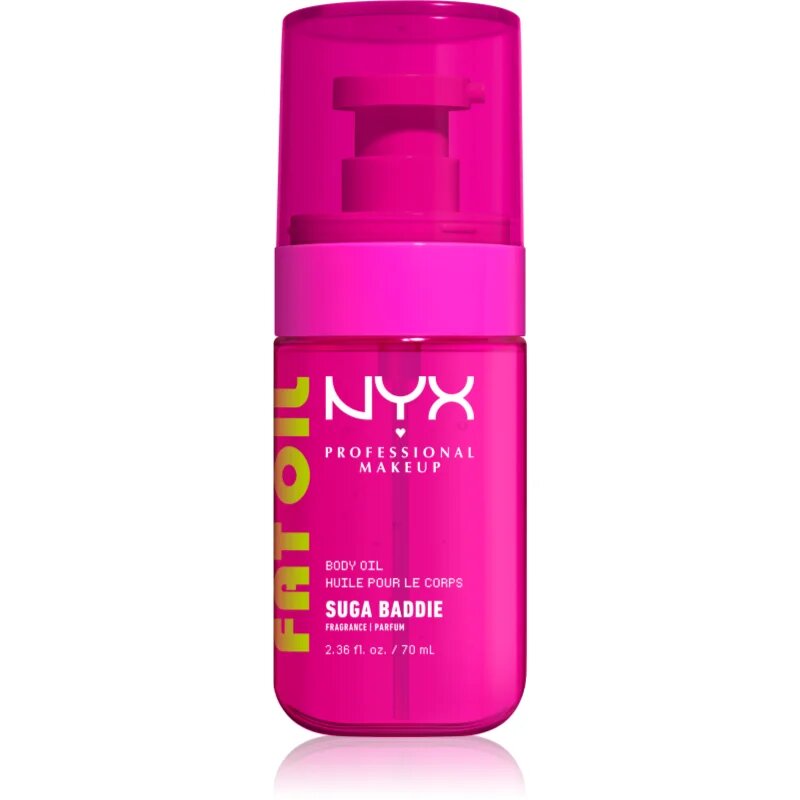 NYX Professional Makeup Fat Oil Body tápláló testolaj hidratálást és fényt biztosít illattal Suga Baddie 70 ml