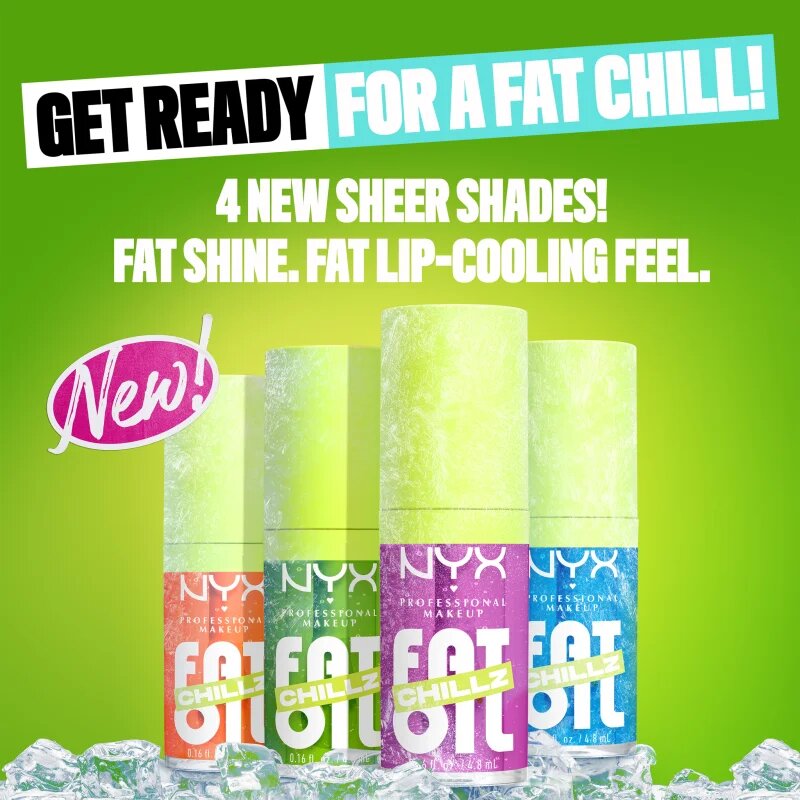 NYX Professional Makeup Fat Oil Chillz ajak olaj hűsítő hatással árnyalat Polar Peppermint 4.8 ml