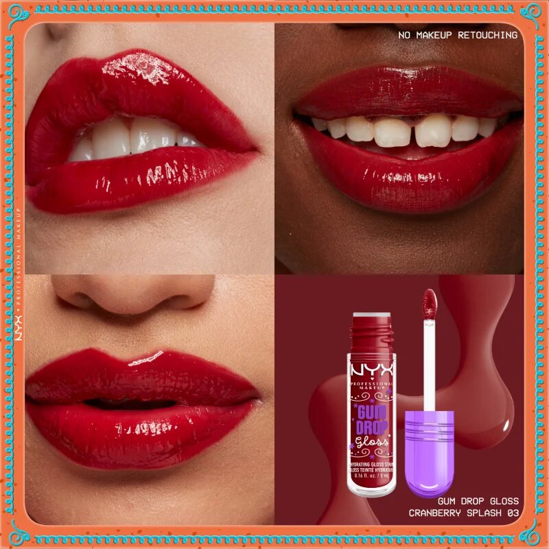 NYX Professional Makeup Gingerbaddie Land Gum Drop ajakfény árnyalat 03 Cranberry Splash 1 db