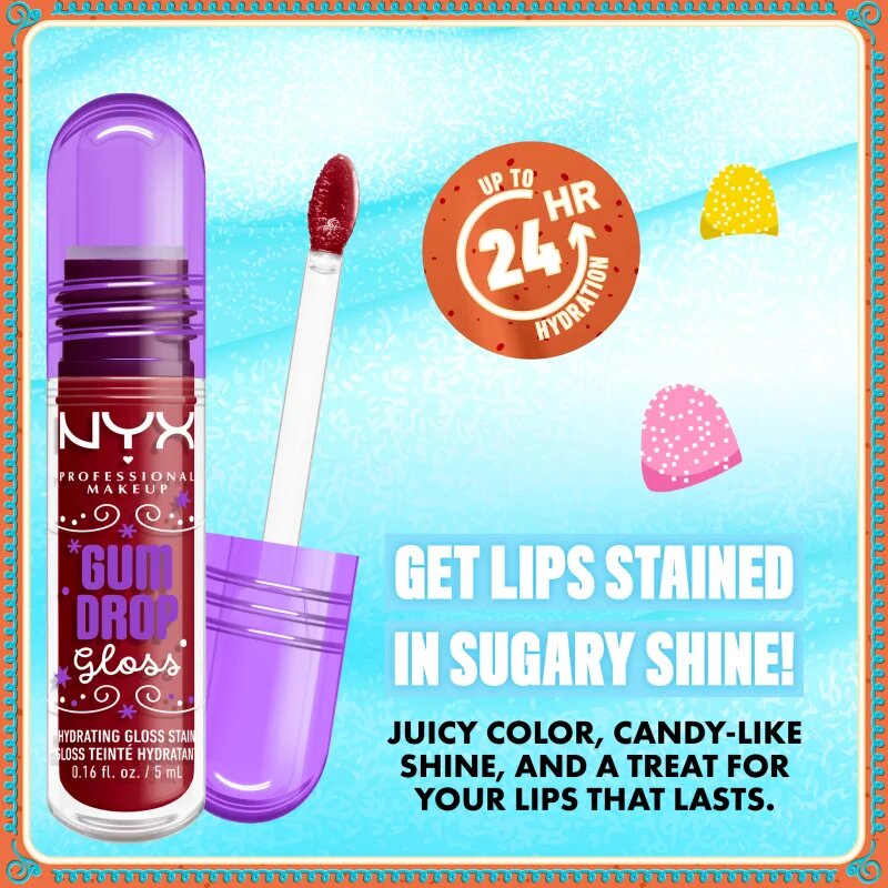 NYX Professional Makeup Gingerbaddie Land Gum Drop ajakfény árnyalat 03 Cranberry Splash 1 db